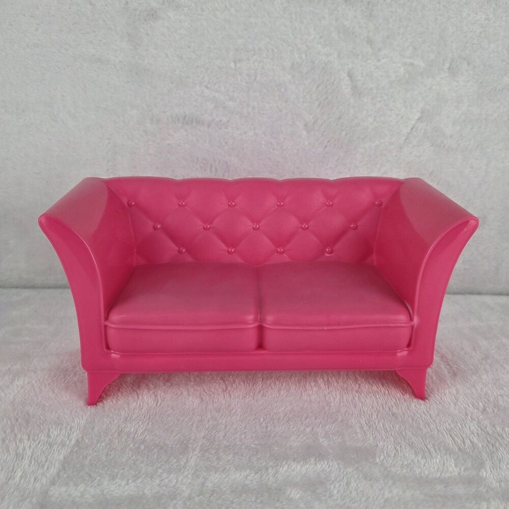 2015 Mattel Barbie Dreamhouse Pink Sofa Couch Replacement‎ Furniture Tuffed Look